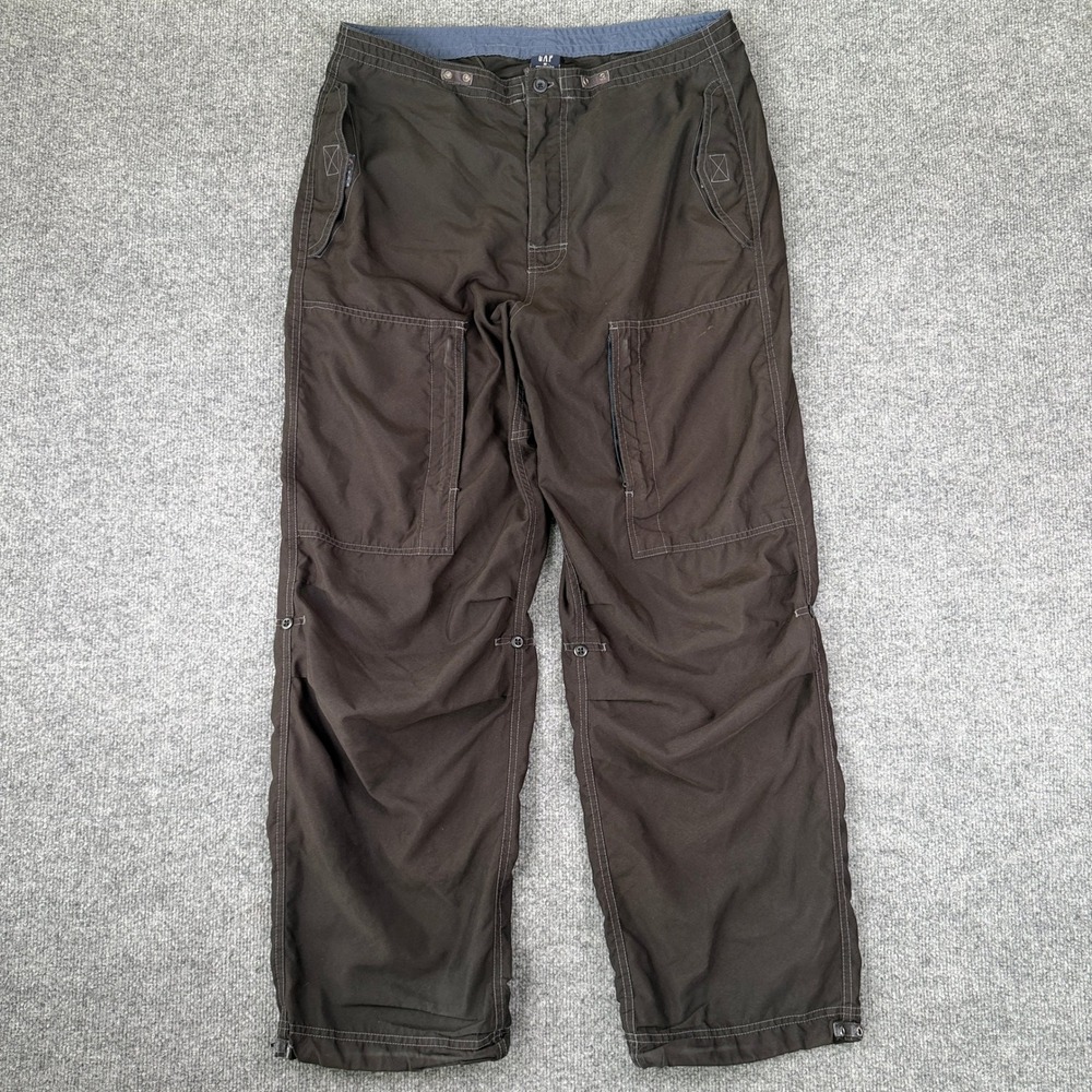 Vintage GAP Cargo Pants Mens 36x30 Black Baggy Double Knee Military Y2K